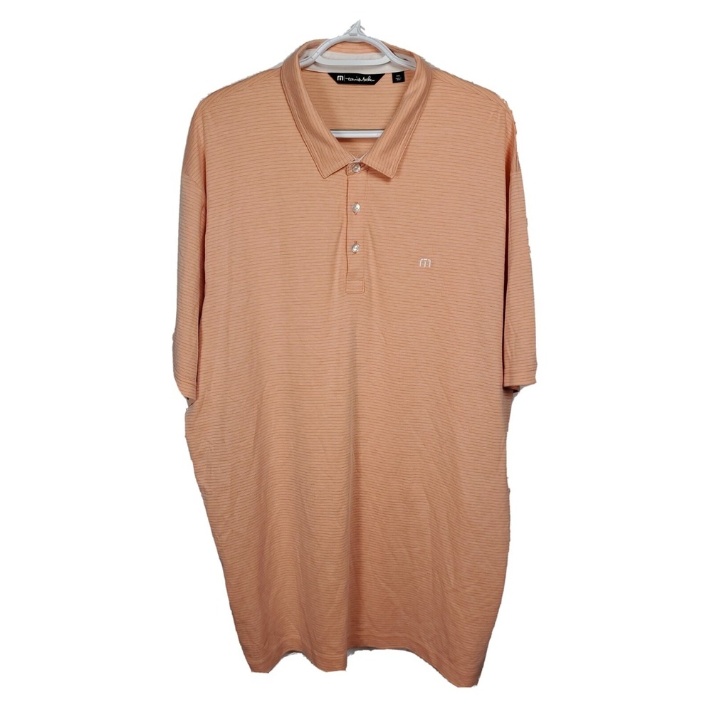 Travis Mathew Golf Polo Shirt Peach Lined Short Sleeve Men's Size XXL